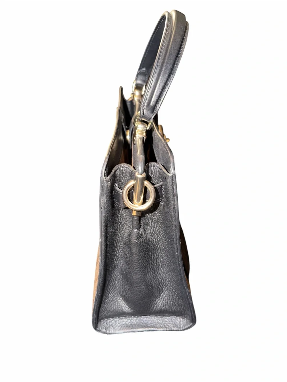 Coach Brown Signature Canvas Top-Handle Satchel with Black Trim